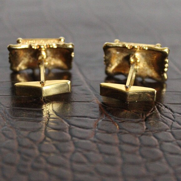 1970s Gold Tone Cuff Links Ornate Baroque Revival Style Vintage - Picture 4 of 8